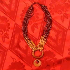 Necklace made of natural wood of two species